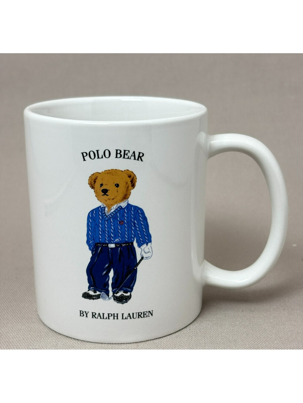 Vintage 1997 Ralph Lauren Polo Bear Golf Coffee Mug Royal Golf Bear Ceramic Cup